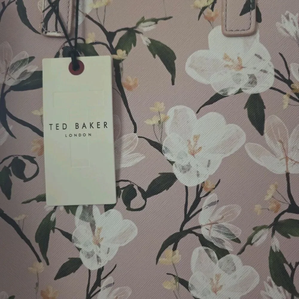 Ted Baker The Icon Women's Pink Floral Logo Tote Bag Double Handles Open Top